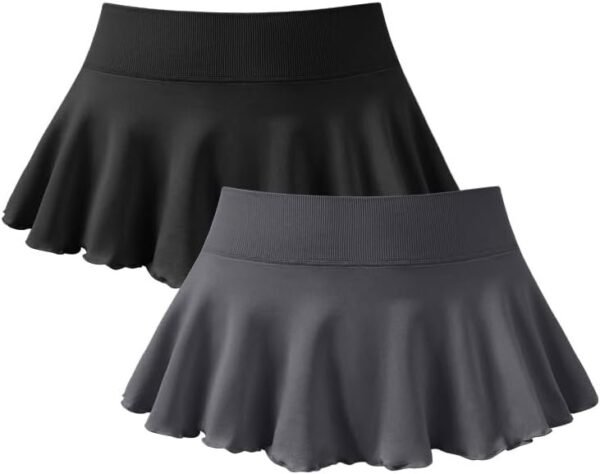 Women 2 Piece Mini Skirts 2 in 1 Flowy Sexy Basic Stretchy Flared Casual Skirts