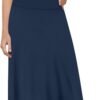 A-Line Midi Skirts for Women- High Waist Knee Length Casual Flared Flowy Skirt Made in USA