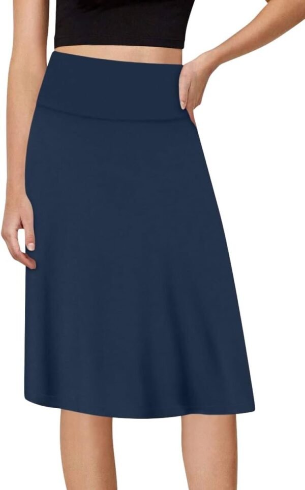 A-Line Midi Skirts for Women- High Waist Knee Length Casual Flared Flowy Skirt Made in USA