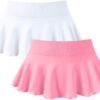 Women 2 Piece Mini Skirts 2 in 1 Flowy Sexy Basic Stretchy Flared Casual Skirts