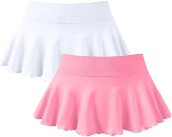Women 2 Piece Mini Skirts 2 in 1 Flowy Sexy Basic Stretchy Flared Casual Skirts