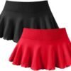 Women 2 Piece Mini Skirts 2 in 1 Flowy Sexy Basic Stretchy Flared Casual Skirts