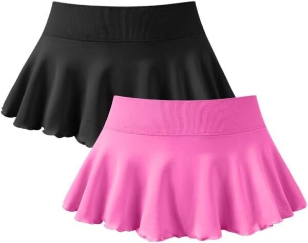 Women 2 Piece Mini Skirts 2 in 1 Flowy Sexy Basic Stretchy Flared Casual Skirts