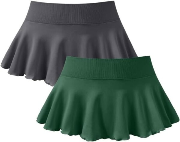 Women 2 Piece Mini Skirts 2 in 1 Flowy Sexy Basic Stretchy Flared Casual Skirts