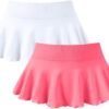 Women 2 Piece Mini Skirts 2 in 1 Flowy Sexy Basic Stretchy Flared Casual Skirts