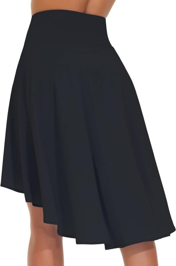 E Women's High Waist Wrap Ruffle Hem Asymmetric Skort High Low Flowy Midi Skirt with Shorts