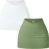 51SNj1alaxL._AC_SL1500.jpg Women 2 Piece Yogs Skirts Basic Versatile Stretchy Casual High Waist Mini Skirts