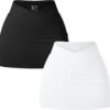 51mmkkDQh9L._AC_SL1500.jpg Women 2 Piece Yogs Skirts Basic Versatile Stretchy Casual High Waist Mini Skirts