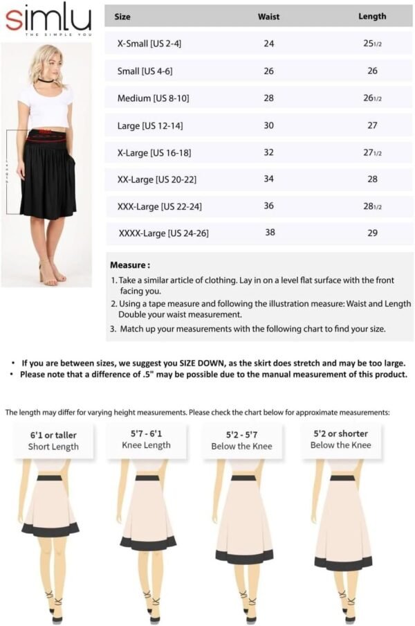 Skirts for Women Regular and Plus Size Skirt with Pockets Below The Knee Length Ruched Flowy Midi Skirt