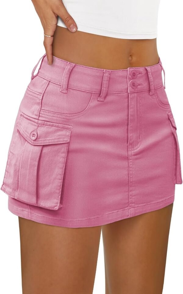 Women Mini Skirt Denim Jean Dress with Pocket