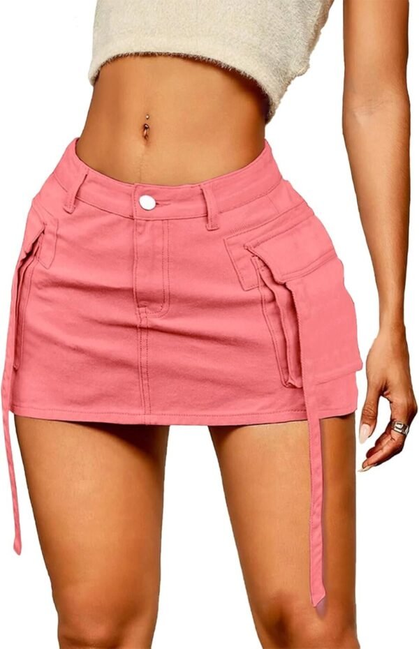 Skirt Women y2k Button Mini Jeans Skirt Denim Skirt with Pocket Low Waist