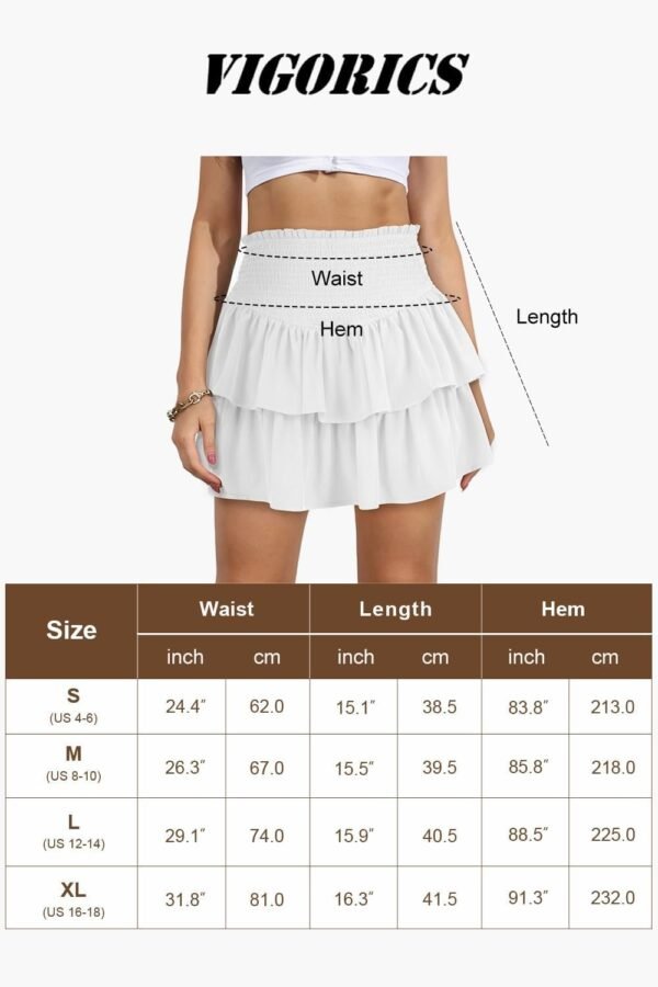 Women's High Waist Ruffle Mini Skirt Cute Tiered Short Skirt with Shorts Underneath