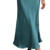 2024 Women Long Satin Summer Spring Skirt Silk Elegant High Waist Cocktail Party Wedding Flared A-Line Midi Skirts