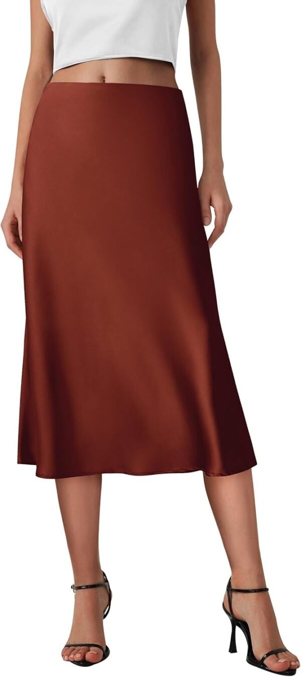 Women's 2024 Summer High Waisted Ruffle A Line Silk Skirts