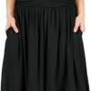 Skirts for Women Regular and Plus Size Skirt with Pockets Below The Knee Length Ruched Flowy Midi Skirt