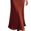 2024 Women Long Satin Summer Spring Skirt Silk Elegant High Waist Cocktail Party Wedding Flared A-Line Midi Skirts