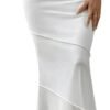 Women's Lettuce Trim High Waist Mesh Fishtail Bodycon Long Skirt