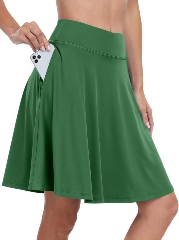 Knee Length Skorts Skirts for Women 2024 Summer High Waisted Golf Tennis Skirt Casual Travel Built-in Shorts Clothes