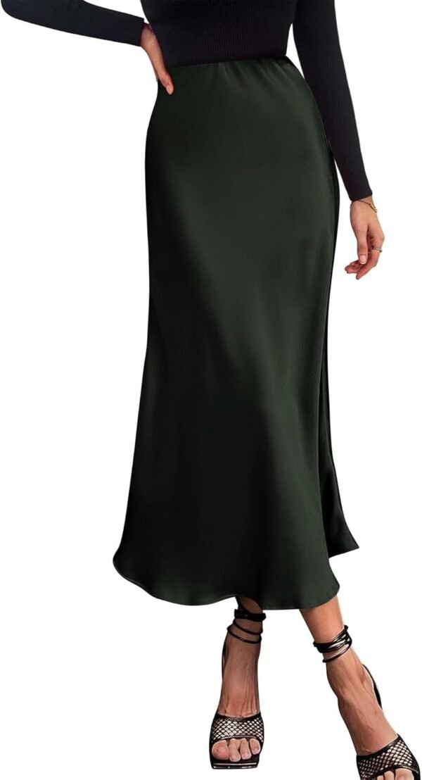 2024 Women Long Satin Summer Spring Skirt Silk Elegant High Waist Cocktail Party Wedding Flared A-Line Midi Skirts