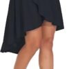 E Women's High Waist Wrap Ruffle Hem Asymmetric Skort High Low Flowy Midi Skirt with Shorts