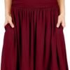 Skirts for Women Regular and Plus Size Skirt with Pockets Below The Knee Length Ruched Flowy Midi Skirt