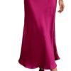 2024 Women Long Satin Summer Spring Skirt Silk Elegant High Waist Cocktail Party Wedding Flared A-Line Midi Skirts