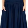 Skirts for Women Regular and Plus Size Skirt with Pockets Below The Knee Length Ruched Flowy Midi Skirt