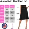 A-Line Midi Skirts for Women- High Waist Knee Length Casual Flared Flowy Skirt Made in USA