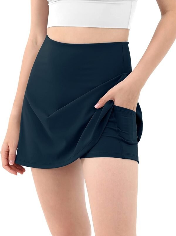 Women's Athletic Tennis Skorts with Pockets Built-in Shorts Golf Active Skirts for Sports Running Gym Training