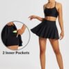 Women's Tennis Skirts High Waisted Tummy Control Pleated Golf Skorts for Woman with Shorts Pockets