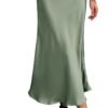 2024 Women Long Satin Summer Spring Skirt Silk Elegant High Waist Cocktail Party Wedding Flared A-Line Midi Skirts