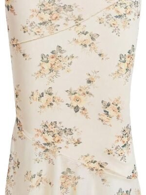 Women's Floral Print High Waist Bodycon Ruffle Hem Fishtail Long Skirt