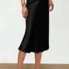 Women's 2024 Summer High Waisted Ruffle A Line Silk Skirts