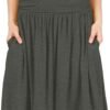 Skirts for Women Regular and Plus Size Skirt with Pockets Below The Knee Length Ruched Flowy Midi Skirt