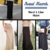 Maxi Skirt for Women- Comfy Foldover High Waist Long Flare A-Line Skirt Maxi Dress XS-3X Made in USA