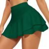 Mini Skirt for Women Sexy Solid Ruffle Trim Lingerie Skirt Short High Waist Two Layer Hem Skirt