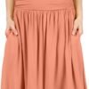 Skirts for Women Regular and Plus Size Skirt with Pockets Below The Knee Length Ruched Flowy Midi Skirt