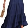 Women Summer Maxi Skirt Elastic High Waist Flowy Boho Casual Tiered Aline Long Beach Skirts 2024 Trendy Outfits