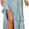 Women 2024 Summer Spring Boho Long Skirts Dress Floral Print Elastic Waist Split Ruffle High Low Beach Maxi Skirt