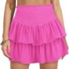 Women's High Waist Ruffle Mini Skirt Cute Tiered Short Skirt with Shorts Underneath