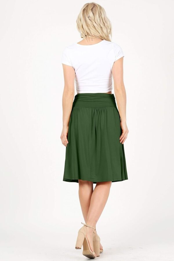 Skirts for Women Regular and Plus Size Skirt with Pockets Below The Knee Length Ruched Flowy Midi Skirt