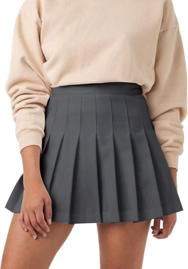 Women's Girl High Waisted Pleated Tennis Skirt School A-Line Skater Skirts with Lining Shorts