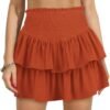 Women's High Waist Ruffle Mini Skirt Cute Tiered Short Skirt with Shorts Underneath