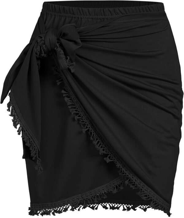 Slit Skirt for Women Boho Print Tie Side Wrap Tassel Casual Beach Mini Skirt