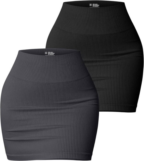 Women's 2 Piece Skirts Basic Versatile Stretchy Ribbed Casual High Waist Mini Skirt