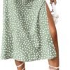 Women's Boho Floral High Waist Split A Line Midi Skirt