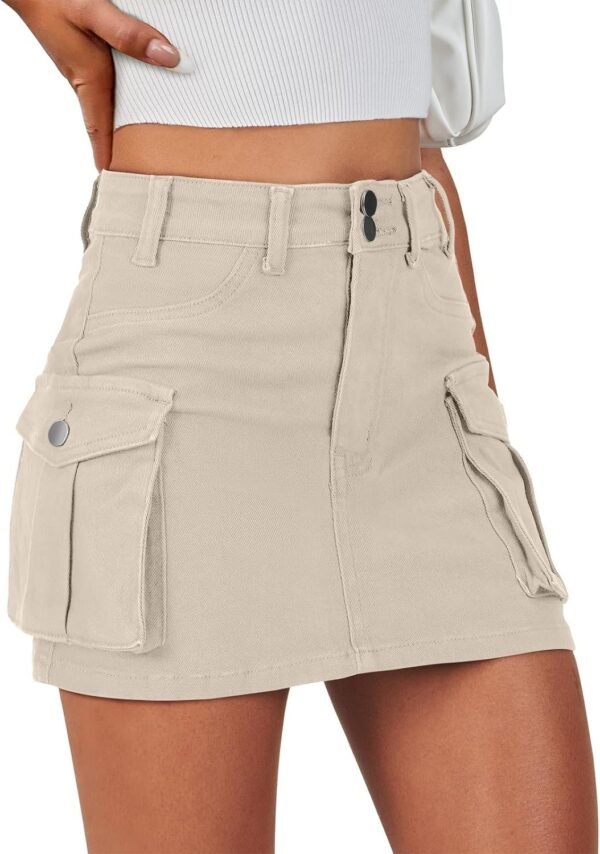 Skirt Women Button Mini Skirt with Pocket Y2k Bodycon 2024 Trendy Denim Jean Short Skirts