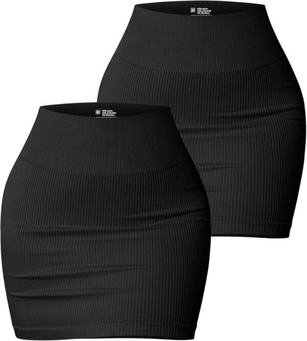 Women's 2 Piece Skirts Basic Versatile Stretchy Ribbed Casual High Waist Mini Skirt