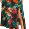 Women's Boho Floral High Waist Split A Line Midi Skirt