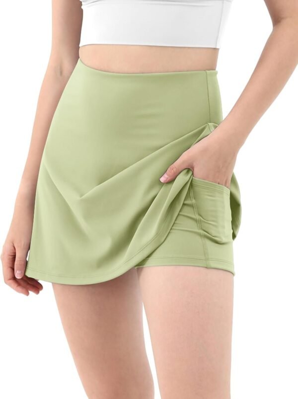 Women's Athletic Tennis Skorts with Pockets Built-in Shorts Golf Active Skirts for Sports Running Gym Training